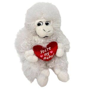Plush Monkey Gorilla Valentines Love White Ape Chimpanzee Stuffed Animal Toy
